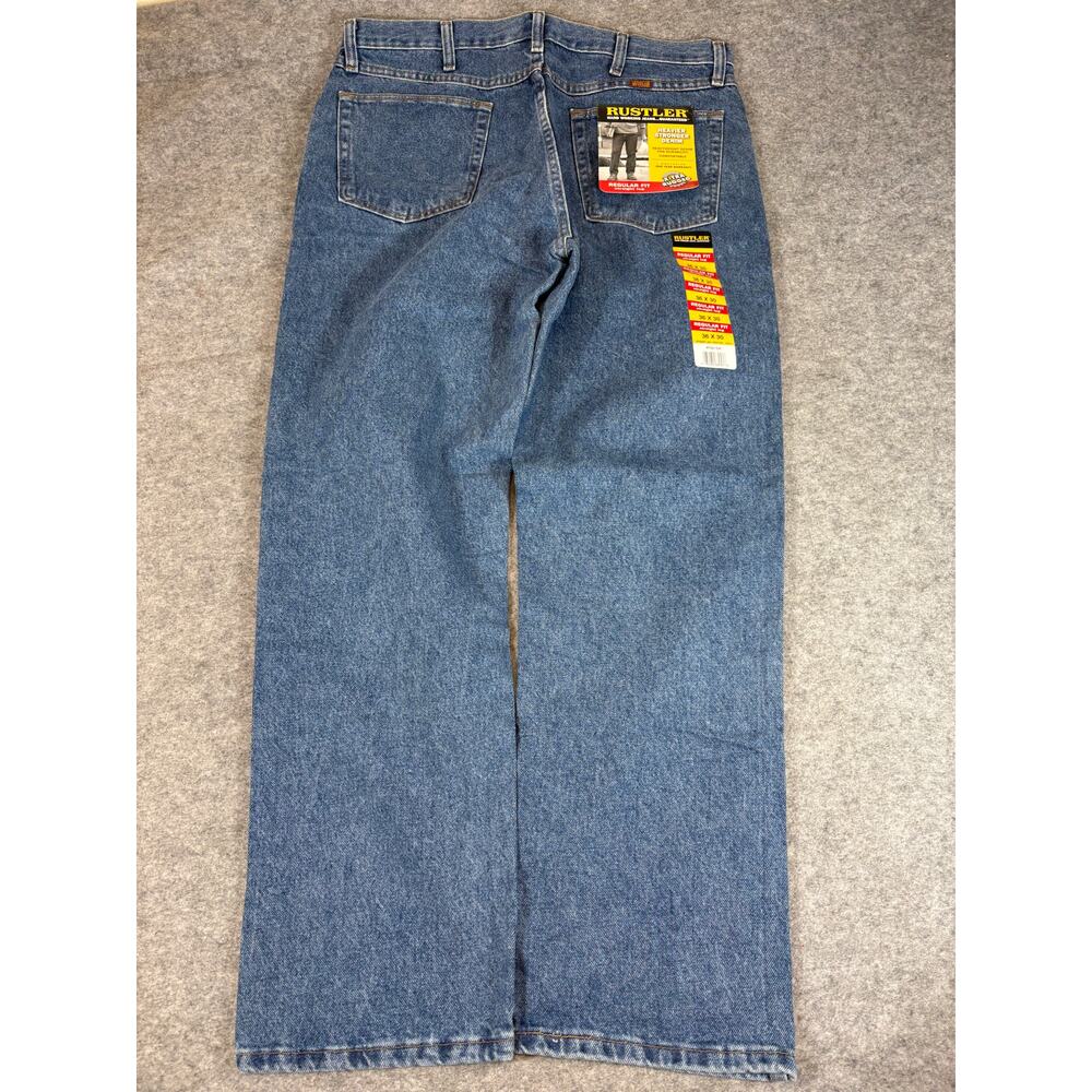 VINTAGE Rustler By Wrangler Jeans Men 36x30 Blue Regular Fit Straight Rugged NWT - Picture 2 of 7